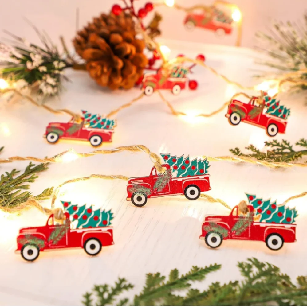 Festive Red Truck String Lights 10 Ft With Remote NWT